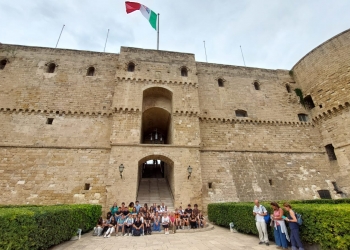 In front of the castle