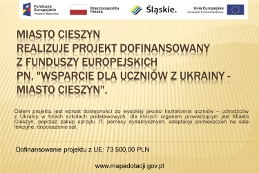 "Wsparcie dla uczniów z Ukrainy - Miasto Cieszyn"